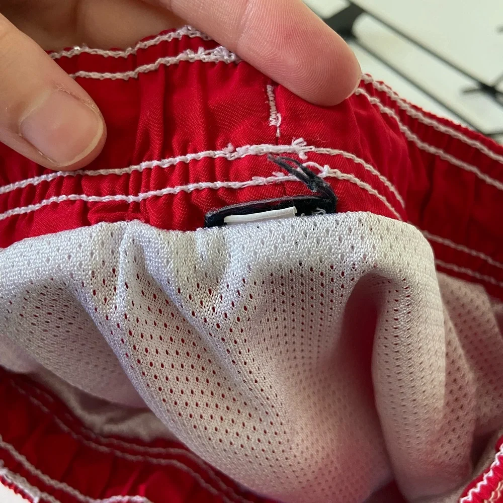 EUC Nautica boy’s red mesh lined drawstring waist pocket‎ swim trunks swimsuit S